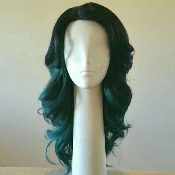 Accessories - Black and Dark Teal Green Ombre Cap Wig